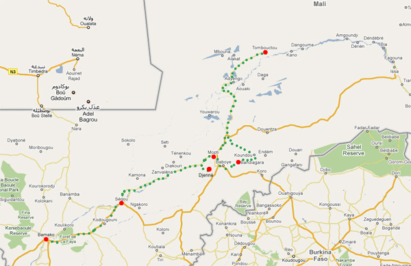 Mali - carte du circuit