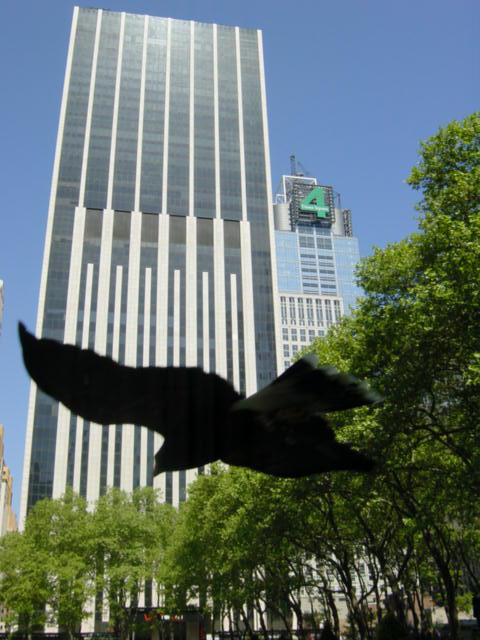 Envol de l'aigle royal dans Bryant Park