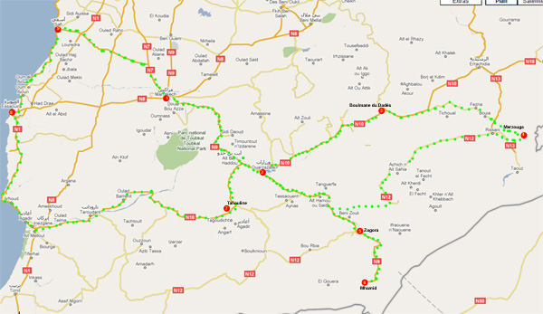 maroc - carte du circuit aux portes du déserts