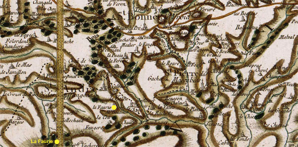 Le hameau La Faurie sur la carte de Cassini