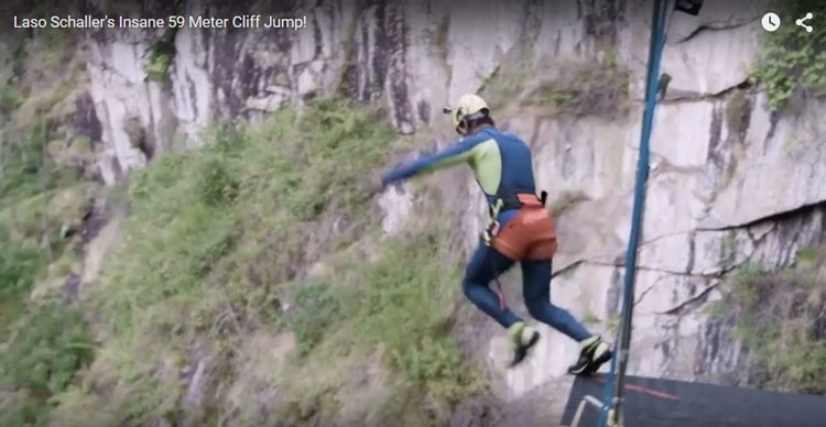 Laso Schaller: cliff jump de 59 mètres de hauteur
