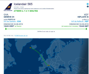 Circuit Islande - tracking du vol